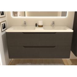 Meuble vasque LUNA Tissé Gris 120 cm - SANS miroir