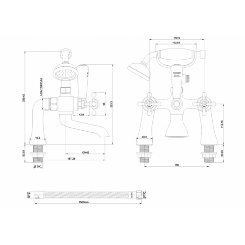 Mélangeur Bain-Douche STAFFORD Chromé STA14-QT Schéma