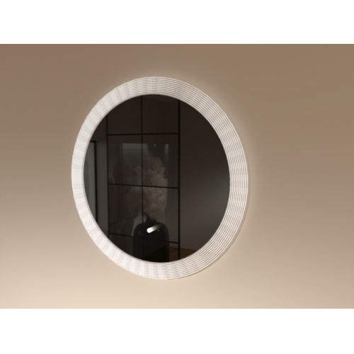 Meuble vasque LUNA Blanc brillant 80 cm avec miroir rond Perle Perle-miroir