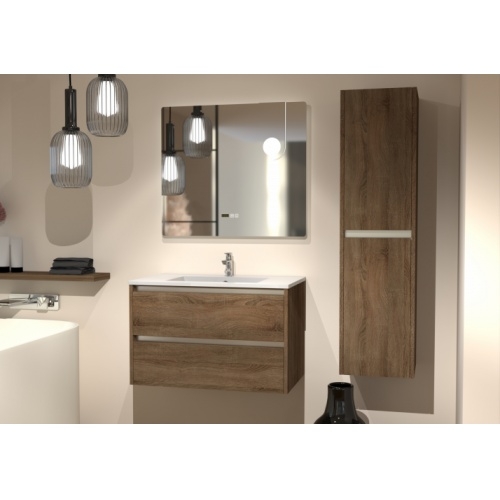 Meuble vasque JUPITER 3.0 Bois Foncé 80cm avec Miroir ELEGANCE