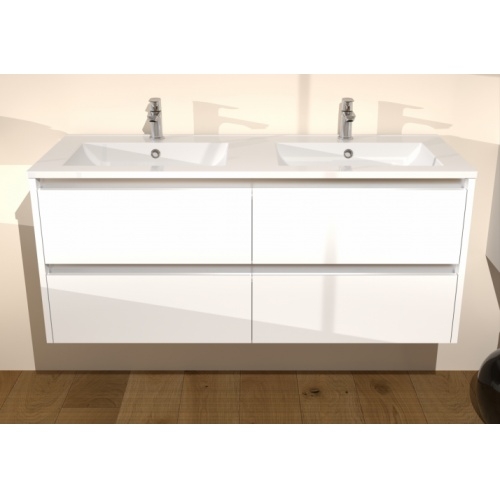 Meuble double vasque JUPITER 3.0 Blanc Brillant 140cm avec miroir KATHY Jupiter-120-blanc_4